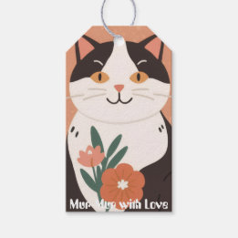 Etiquetas Para Regalos Mur-Mur con Amor Gato Feliz Lindo Personalizado