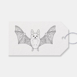 Etiquetas Para Regalos Murciélago Mínimo Con Alas Arte De Línea Feliz Hal