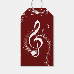 Etiquetas Para Regalos Música de Clave de Sol Climática Rojo