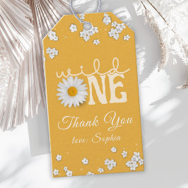 Etiquetas Para Regalos Mustard Daisy Wild One 1st Birthday 