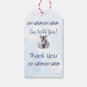 Etiquetas Para Regalos Nacimiento de cebra floral azul