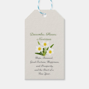 Etiquetas Para Regalos Nacimiento Diciembre Mes Flor Narcissus Elegante