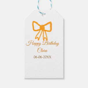 Etiquetas Para Regalos Naranja amarillo arco acuarela retro feliz cumplea
