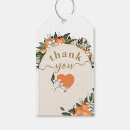 Etiquetas Para Regalos Naranja cítrico grenery Pequeño cutie Baby Shower