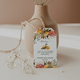 Etiquetas Para Regalos Naranja Citrus Botanical Baby Shower Gracias