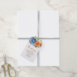 Etiquetas Para Regalos Naranja de la Marina Quemada Azul Caída Foral Grac