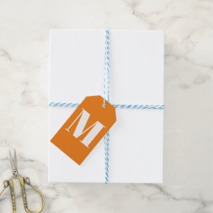 Etiquetas Para Regalos Naranja de personalizado blanco número inicial