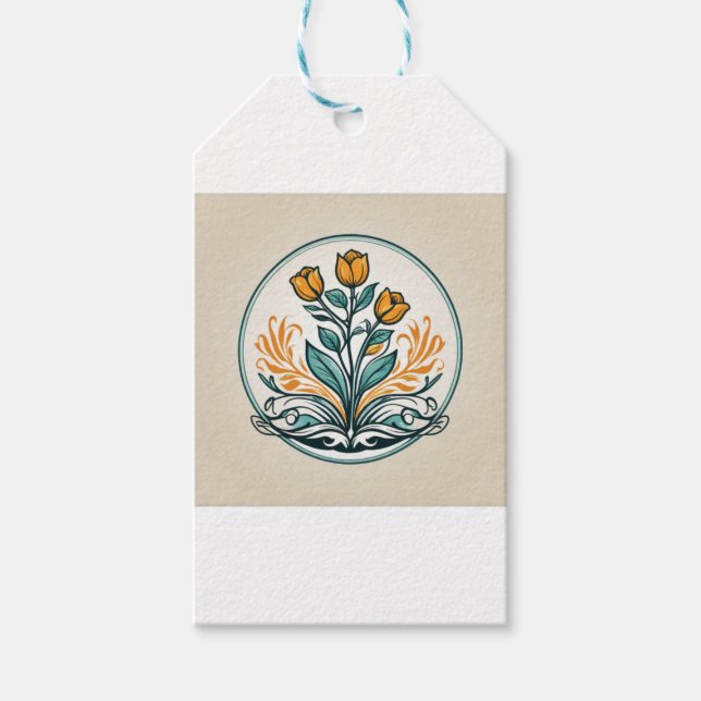 Etiquetas Para Regalos Naranja Floral (Anverso)