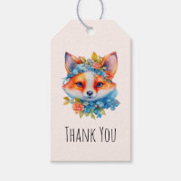 Naranja lindo Fox con corona floral gracias