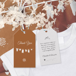 Etiquetas Para Regalos Naranja quemado Boho Minimalista Baby Shower