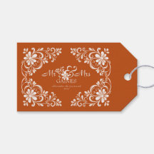 Naranja quemado Shabby Chic Mr & Mrs Boda Gift Tag