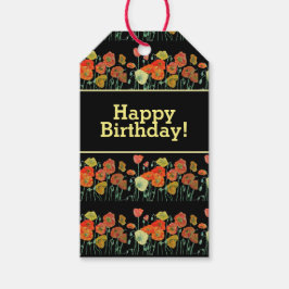 Etiquetas Para Regalos Naranja Rojo Flores De Adormidera Arte Floral