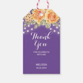 Etiquetas Para Regalos Naranja Rosa String Lights Purple Birthday Gracias