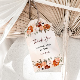 Etiquetas Para Regalos Naranja ruso Boho | Boda Rubor de acuarela