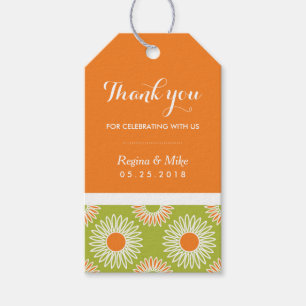 Etiquetas Para Regalos Naranja Sunflower Floral Pattern Regalo Boda de et