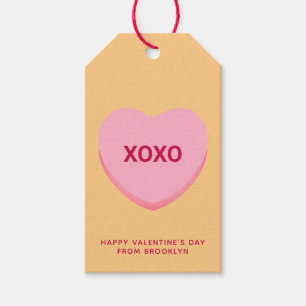 Etiquetas Para Regalos Naranja XOXO conversación rosa corazón de San Vale