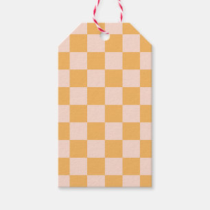 Etiquetas Para Regalos Naranja y tablero de cheques de seda sin blanquear