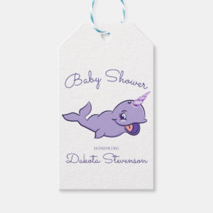 Etiquetas Para Regalos Narwhal Purple Ducha Unicornio del Mar Magnétic