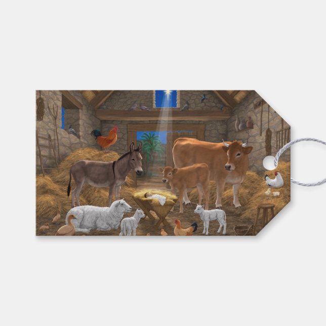 Etiquetas Para Regalos Natividad de los Navidades de la Santa Noche (Frente (Horizontal))