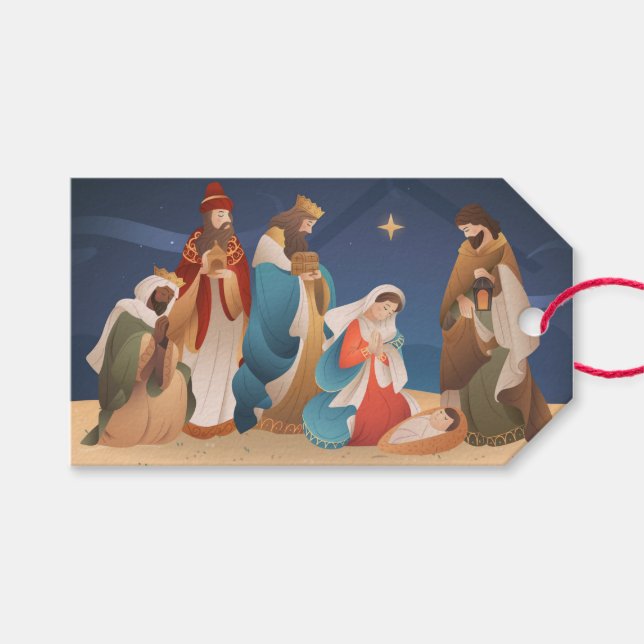 Etiquetas Para Regalos Natividad de Navidad (Frente (Horizontal))