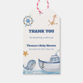 Etiquetas Para Regalos Nautical Ahoy Boy Whale Sailboat Baby Shower