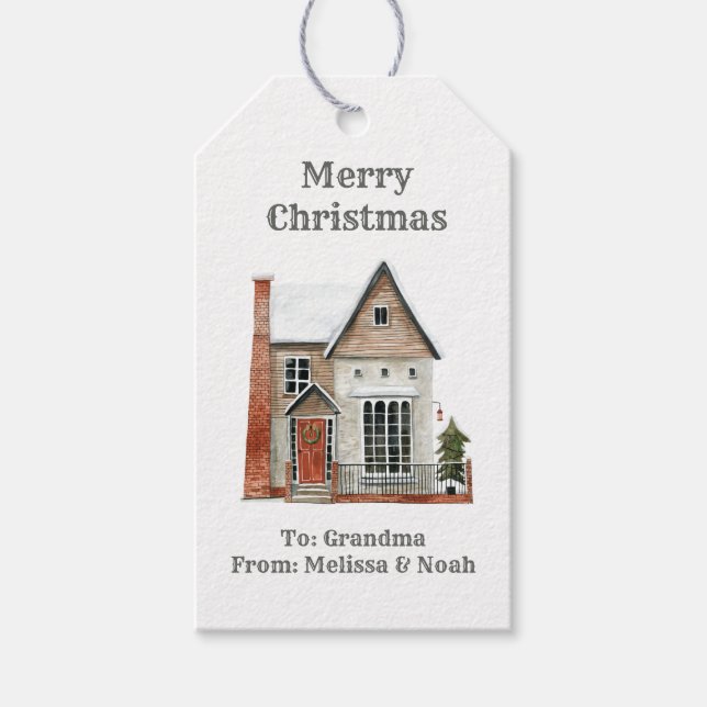 Etiquetas Para Regalos navidad acuarela (Anverso)