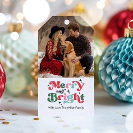 Etiquetas Para Regalos Navidad Alegre y Brillante Fiesta Retro Colorida