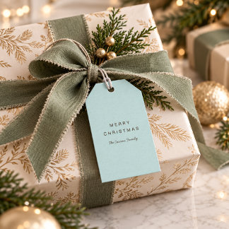 Etiquetas Para Regalos Navidad Azul Claro Minimalista Moderna Sencilla 