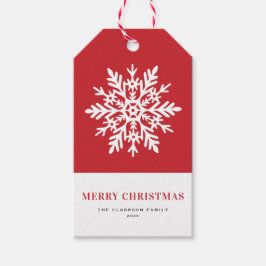 Etiquetas Para Regalos Navidad Blanca Caprichosa Copo de Nieve Rojo