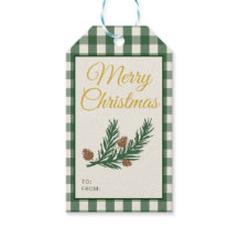 Navidad Botánica de Gingham Verde