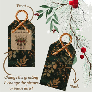 Etiquetas Para Regalos Navidad Botánica Verde Elegante