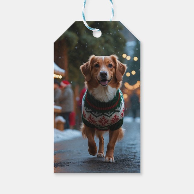 Etiquetas Para Regalos Navidad con Snow Holiday Tollers de Nueva Escocia (Anverso)