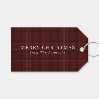Etiquetas Para Regalos Navidad Cuadro Rojo Clásico Vintage