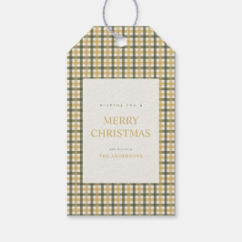 Etiquetas Para Regalos Navidad de cuadros amarillos y verdes