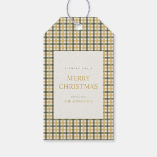 Etiquetas Para Regalos Navidad de cuadros amarillos y verdes