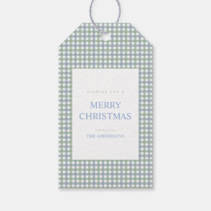Etiquetas Para Regalos Navidad de cuadros azules y verdes