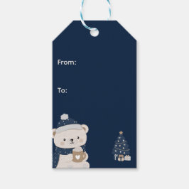 Etiquetas Para Regalos Navidad de Medianoche | Azul Marino, Plata y Oro 