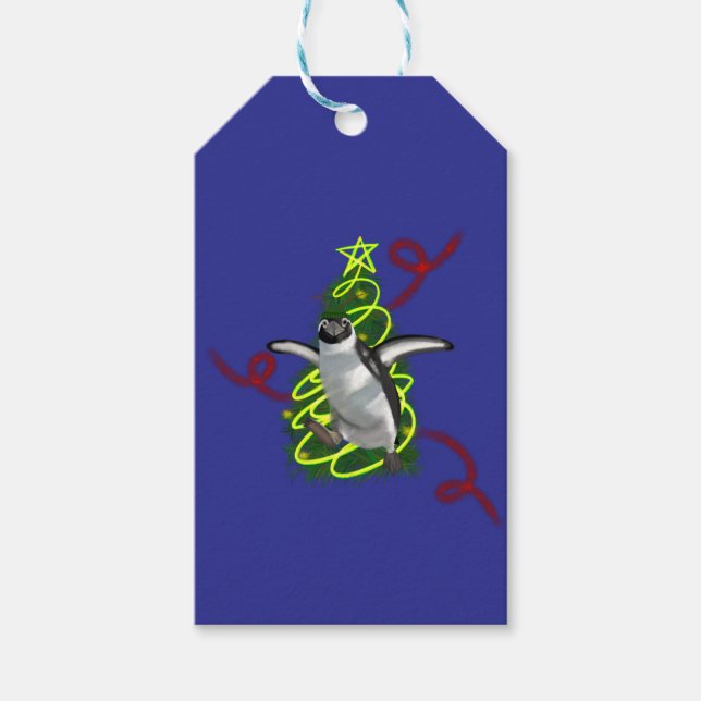 Etiquetas Para Regalos Navidad de pingüino (Anverso)