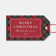 Navidad Personalizada de Tartán Rojo y Verde Clási