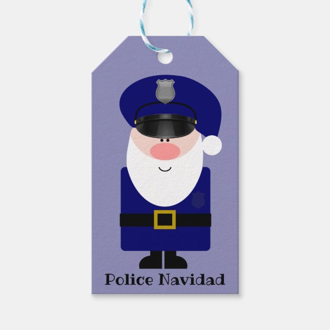 Etiquetas Para Regalos Navidad policial Santa (Anverso)