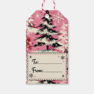 Etiquetas Para Regalos Navidad Retro Vintage: Navidad Rosa de los 50