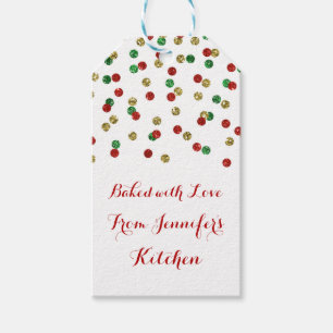 Etiquetas Para Regalos Navidad rojo del confeti del purpurina del oro que