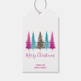 Etiquetas Para Regalos Navidad Rosa Glam y Turquesa