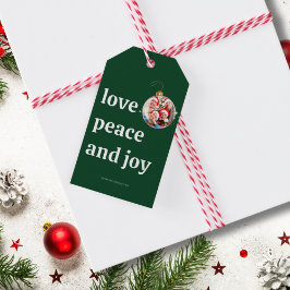 Etiquetas Para Regalos Navidad Verde Foto Familiar Amor Paz Alegría