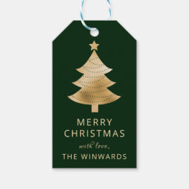 Etiquetas Para Regalos Navidad Verde Oscuro y Dorado de Navidad