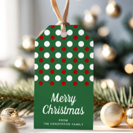 Etiquetas Para Regalos Navidad Verde Rojo Lunares Festivos 