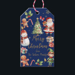 Etiquetas Para Regalos Navidades Azules de la Marina Santa Elf Snowman Gi<br><div class="desc">Etiqueta de regalo de Navidades festivos. Doble Lado. Personalízalo con tu propia redacción. c) Somerset Fine Paperie</div>