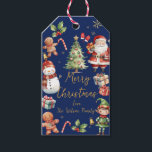 Etiquetas Para Regalos Navidades Azules de la Marina Santa Elf Snowman Gi<br><div class="desc">Etiqueta de regalo de Navidades festivos. Doble Lado. Personalízalo con tu propia redacción. c) Somerset Fine Paperie</div>
