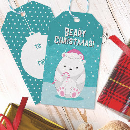 Etiquetas Para Regalos Navidades beary Polar Bear Cute Personalizado Azul