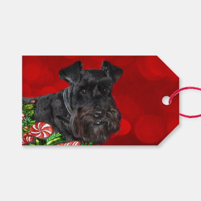 Etiquetas Para Regalos Navidades Black Schnauzer (Frente (Horizontal))